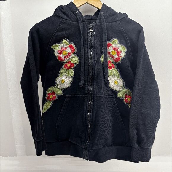 Gucci Embroidered Flowers Front & Hood Back Logo Full Zip Hoody Womens Size M - Picture 3 of 14